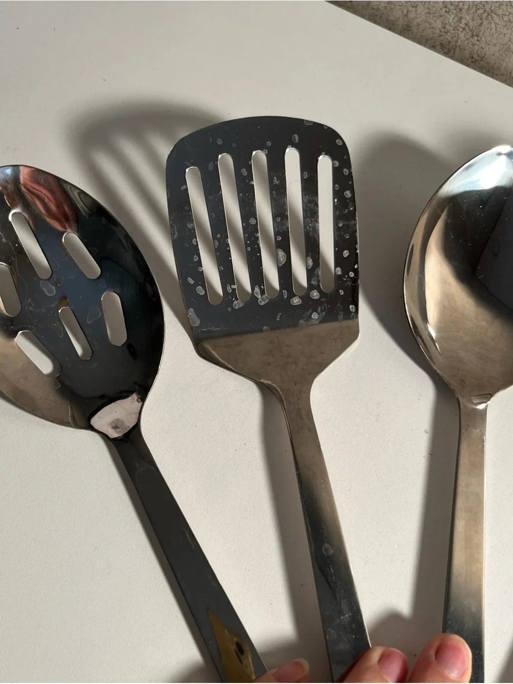 Stainless Steel Cooking Utensils Set Polished Finish Slotted, Ladle, Pasta, 7 Pc